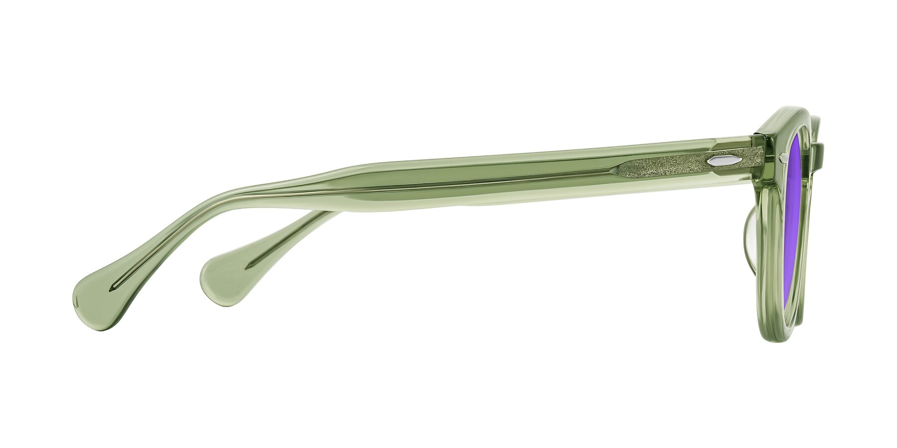 Side of Estean in Transparent Green with Purple Tinted Lenses