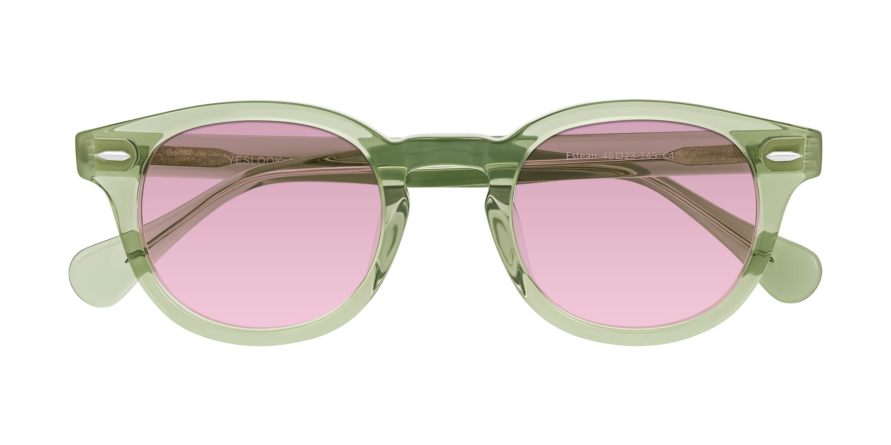 Folded Front of Estean in Transparent Green with Light Wine Tinted Lenses