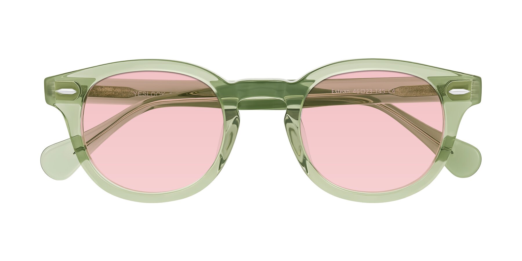 Folded Front of Estean in Transparent Green with Light Garnet Tinted Lenses