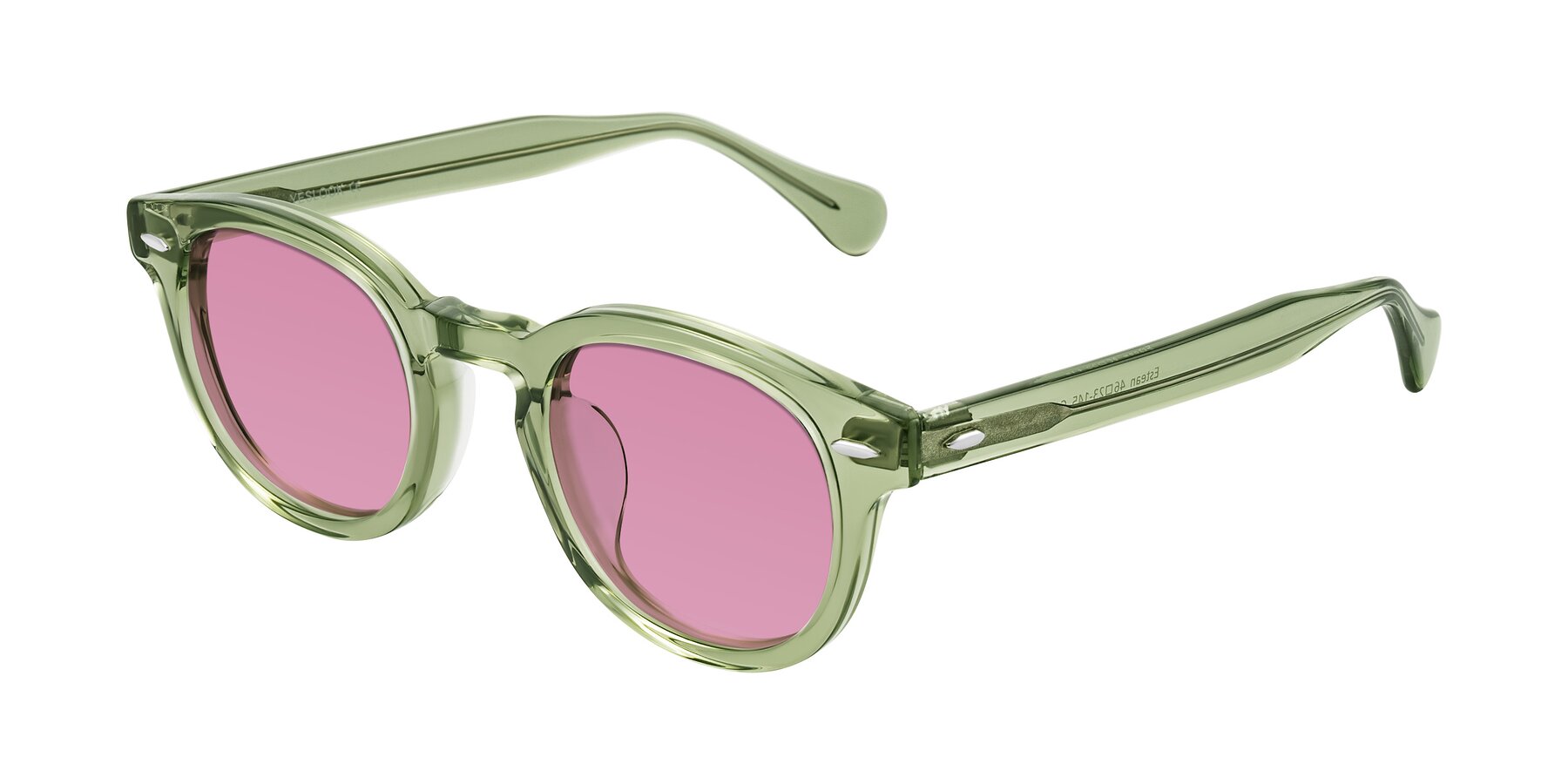 Angle of Estean in Transparent Green with Medium Wine Tinted Lenses