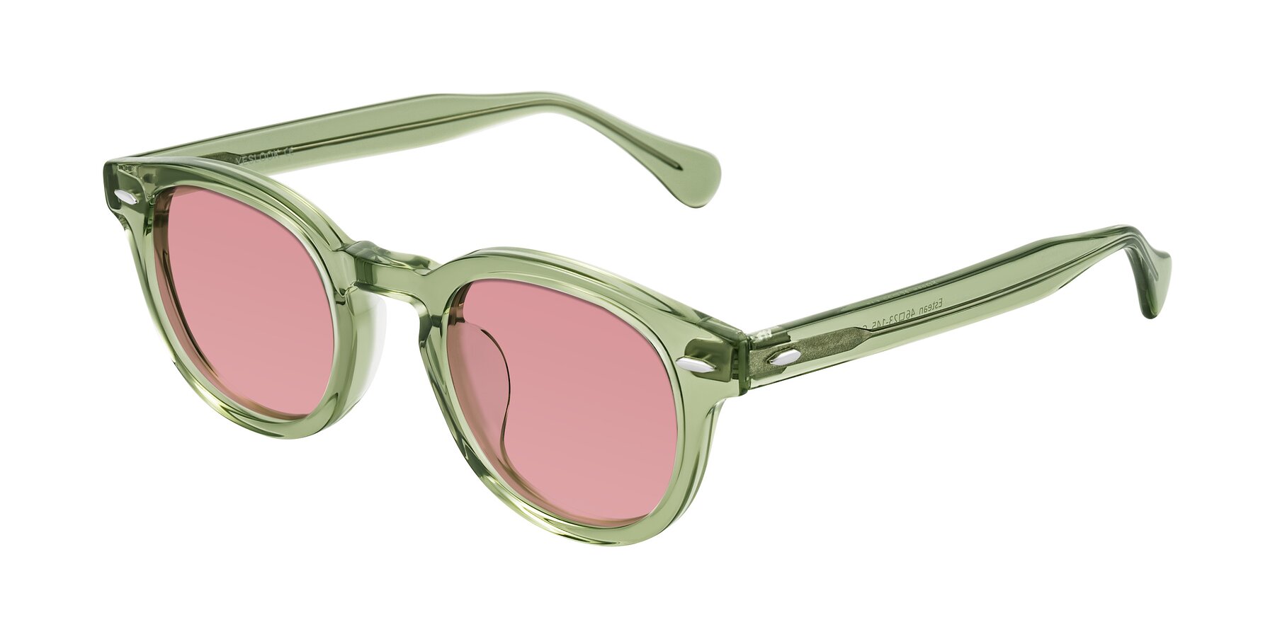 Angle of Estean in Transparent Green with Medium Garnet Tinted Lenses