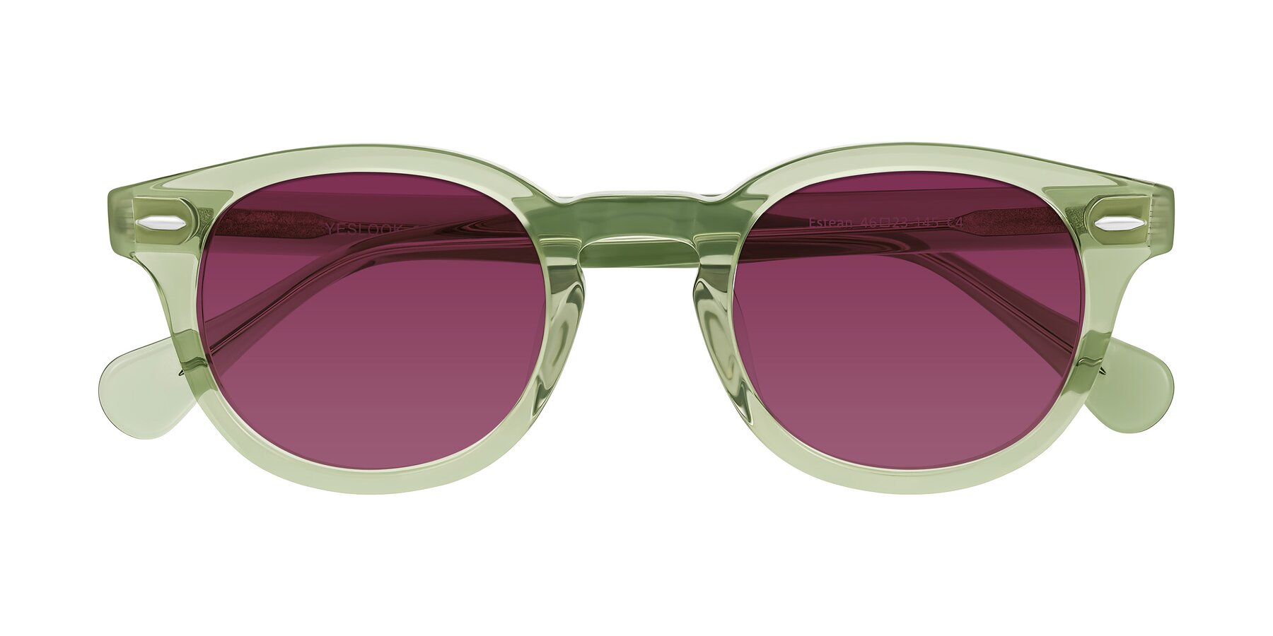 Folded Front of Estean in Transparent Green with Wine Tinted Lenses