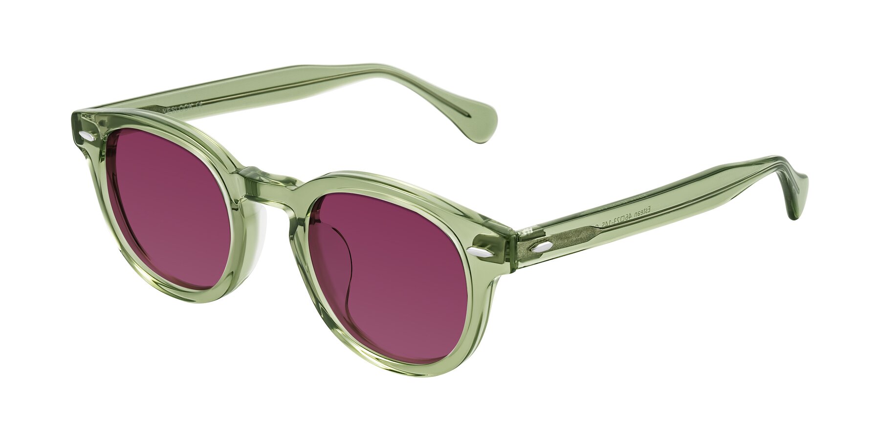 Angle of Estean in Transparent Green with Wine Tinted Lenses