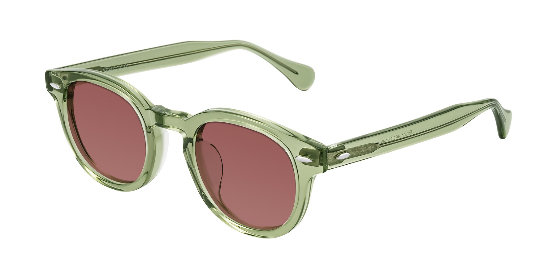 Angle of Estean in Transparent Green with Garnet Tinted Lenses
