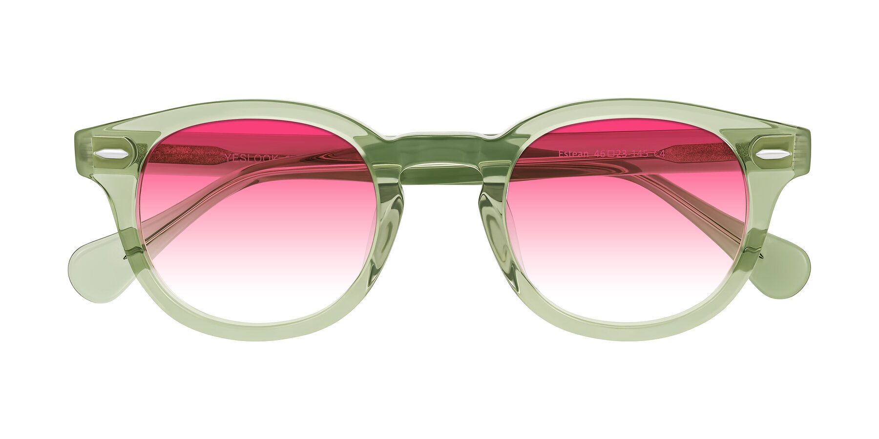 Folded Front of Estean in Transparent Green with Pink Gradient Lenses