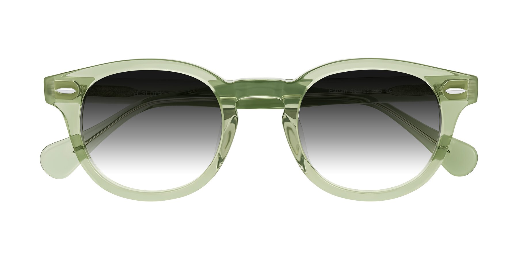 Folded Front of Estean in Transparent Green with Gray Gradient Lenses
