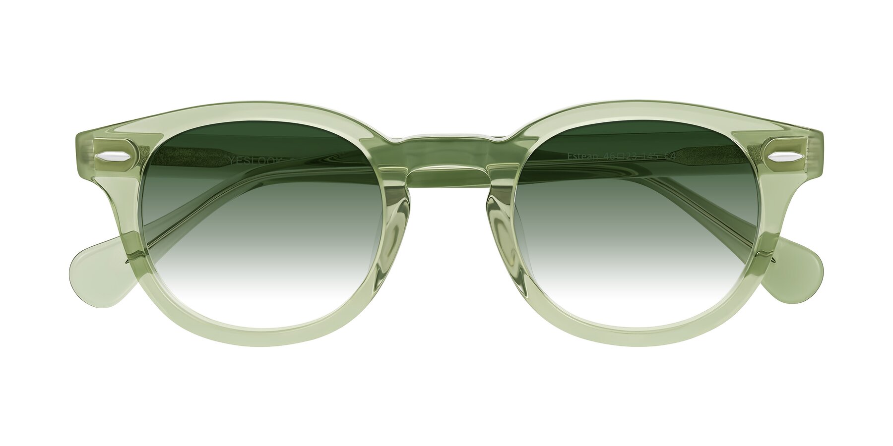 Folded Front of Estean in Transparent Green with Green Gradient Lenses