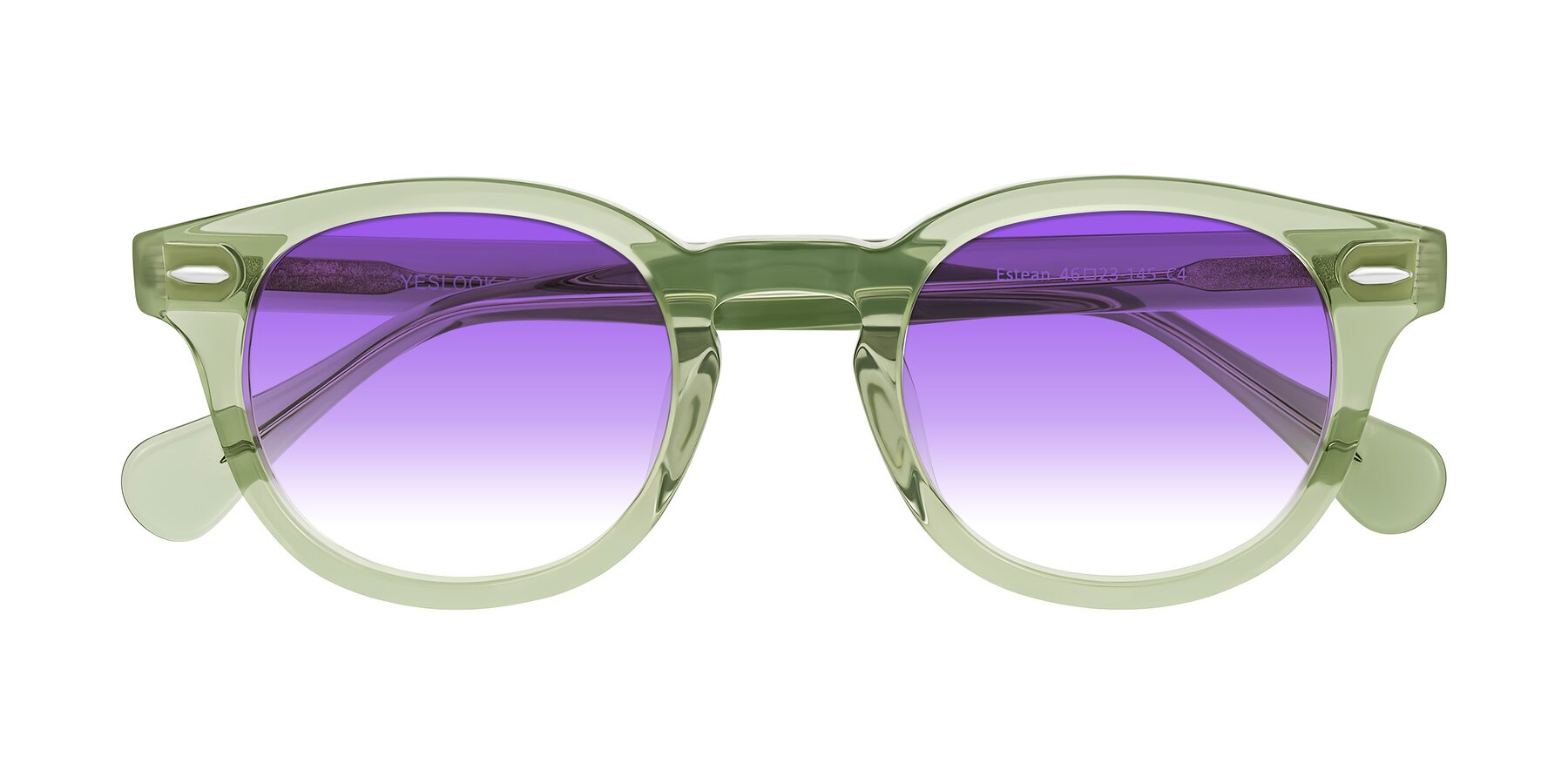 Folded Front of Estean in Transparent Green with Purple Gradient Lenses