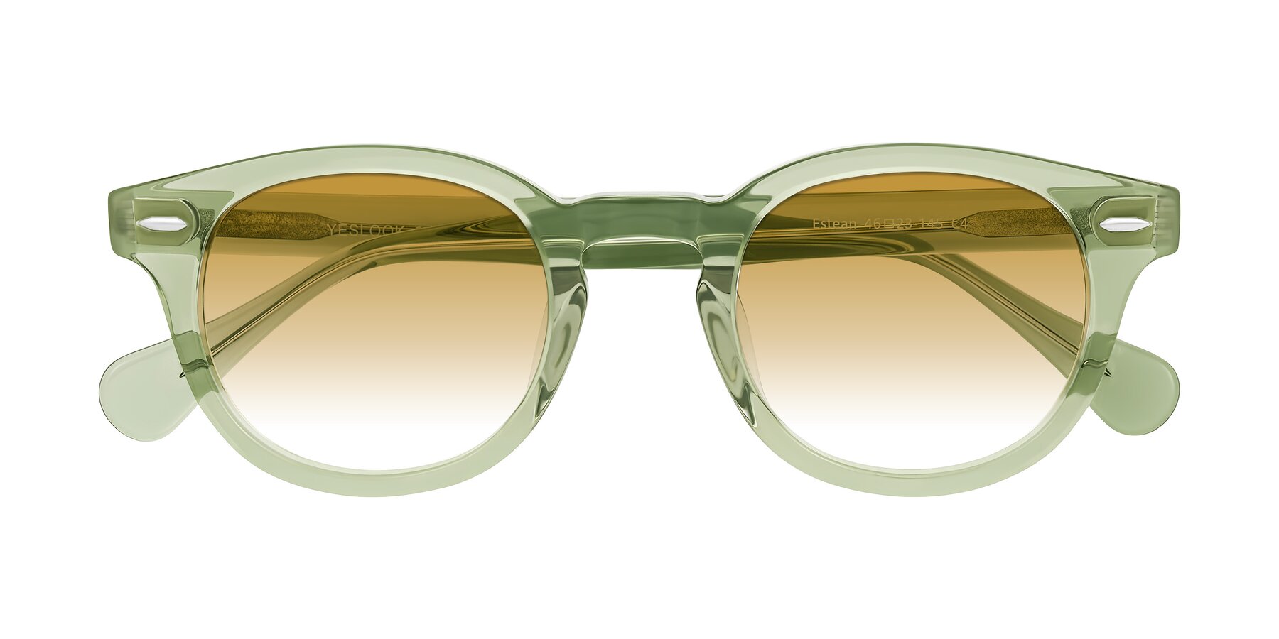 Folded Front of Estean in Transparent Green with Champagne Gradient Lenses