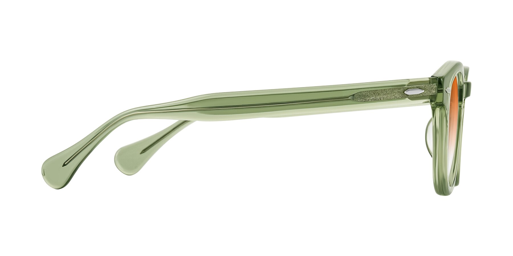 Side of Estean in Transparent Green with Orange Gradient Lenses