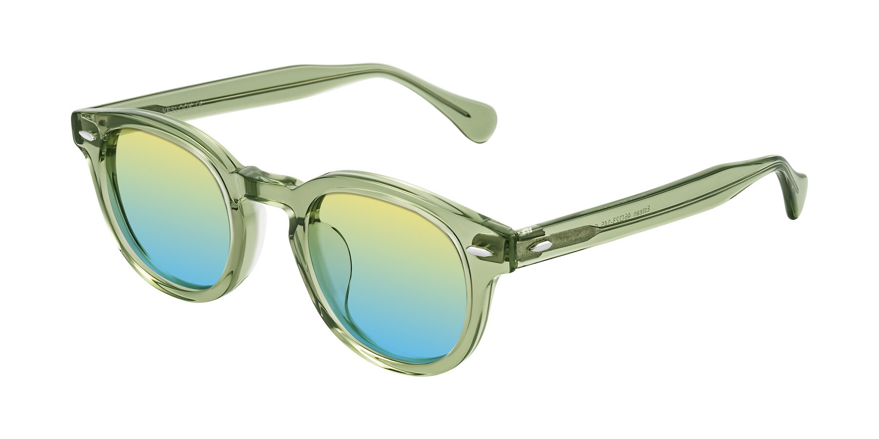 Angle of Estean in Transparent Green with Yellow / Blue Gradient Lenses