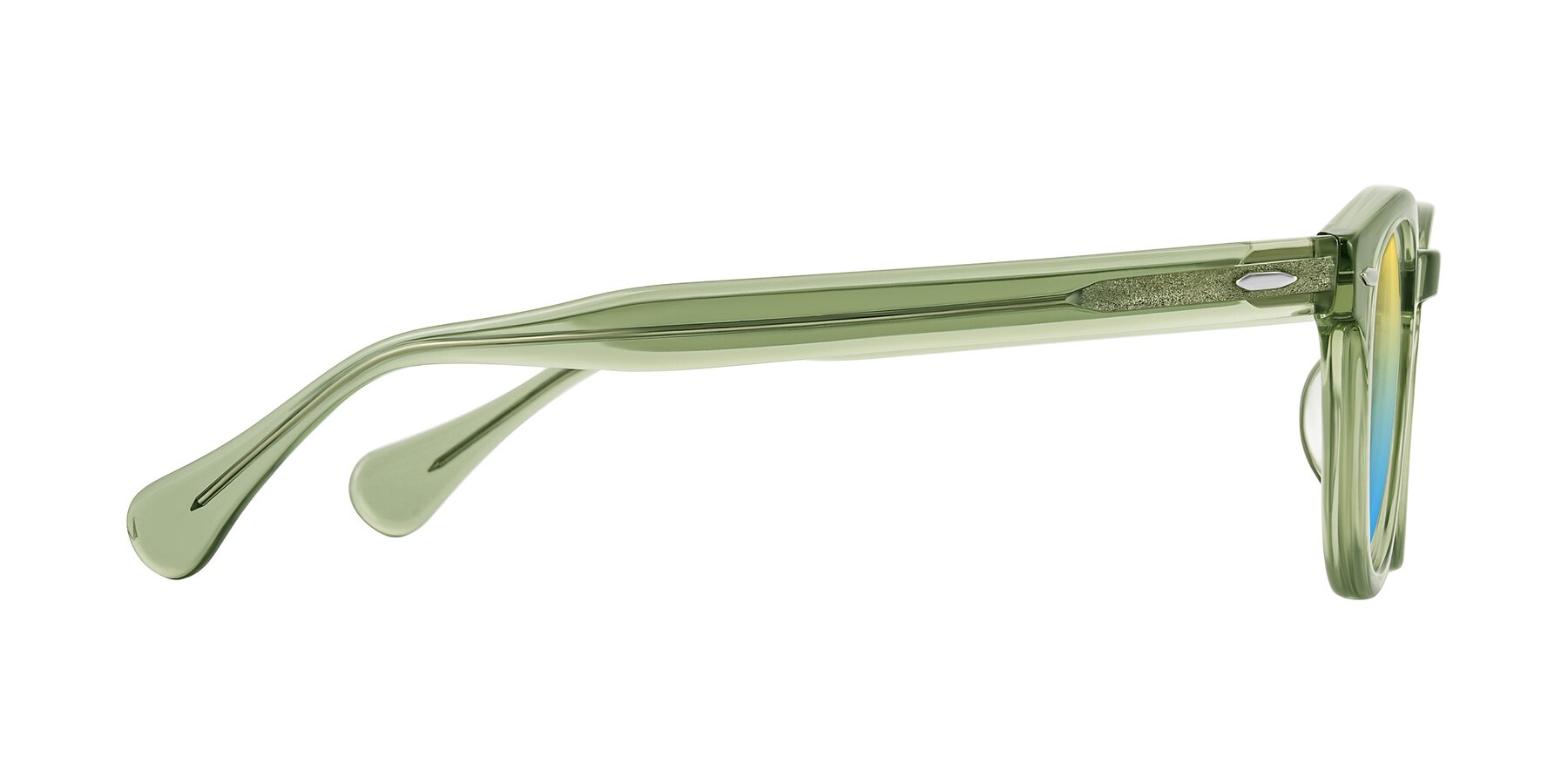 Side of Estean in Transparent Green with Yellow / Blue Gradient Lenses