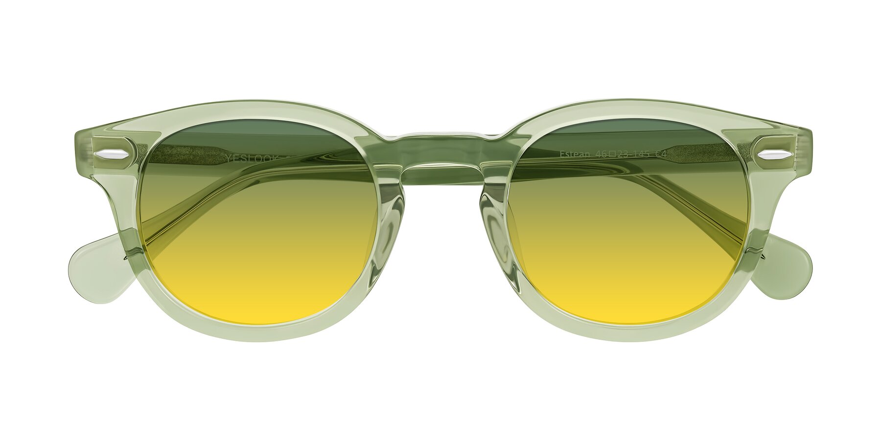 Folded Front of Estean in Transparent Green with Green / Yellow Gradient Lenses