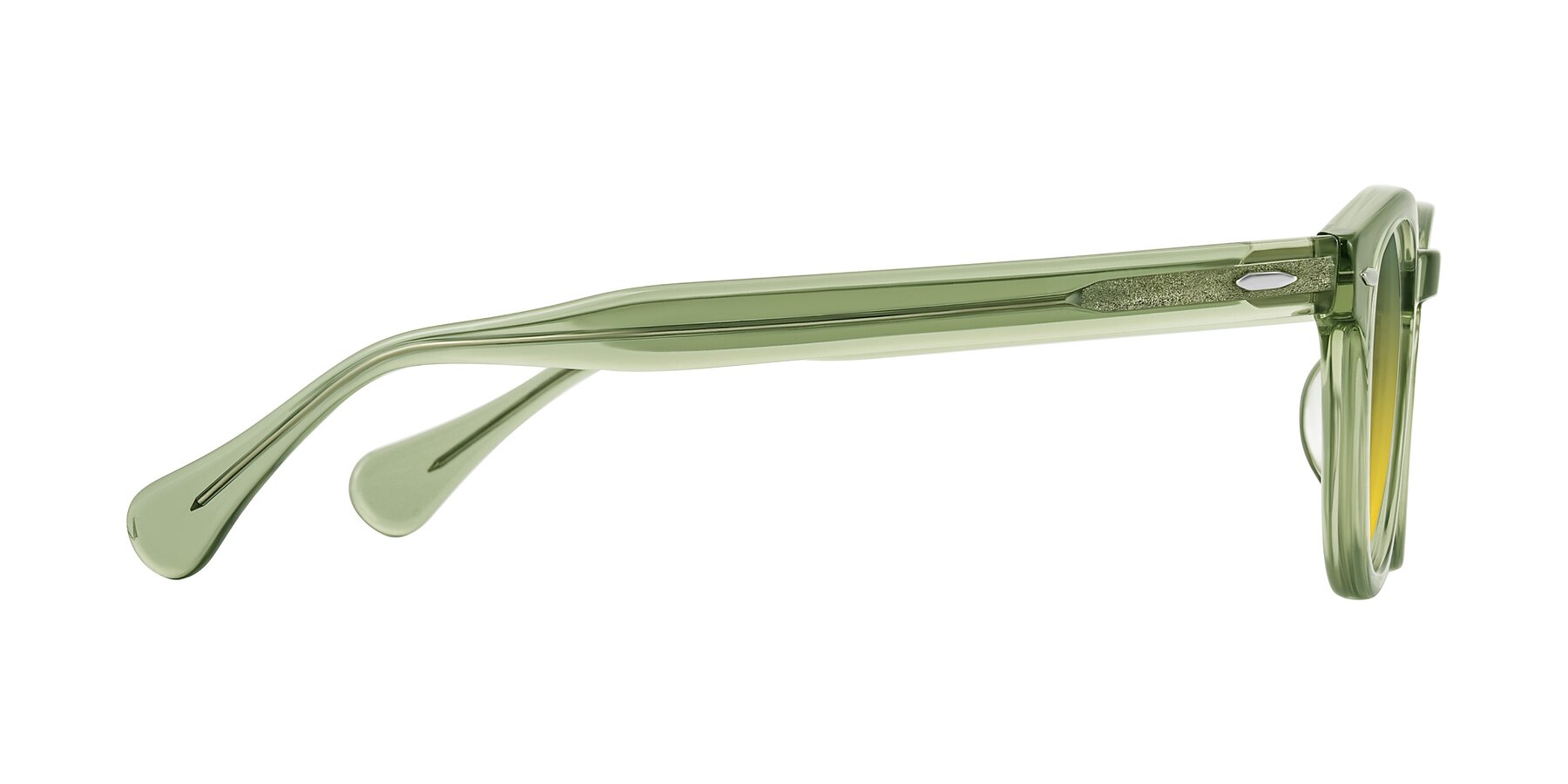 Side of Estean in Transparent Green with Green / Yellow Gradient Lenses