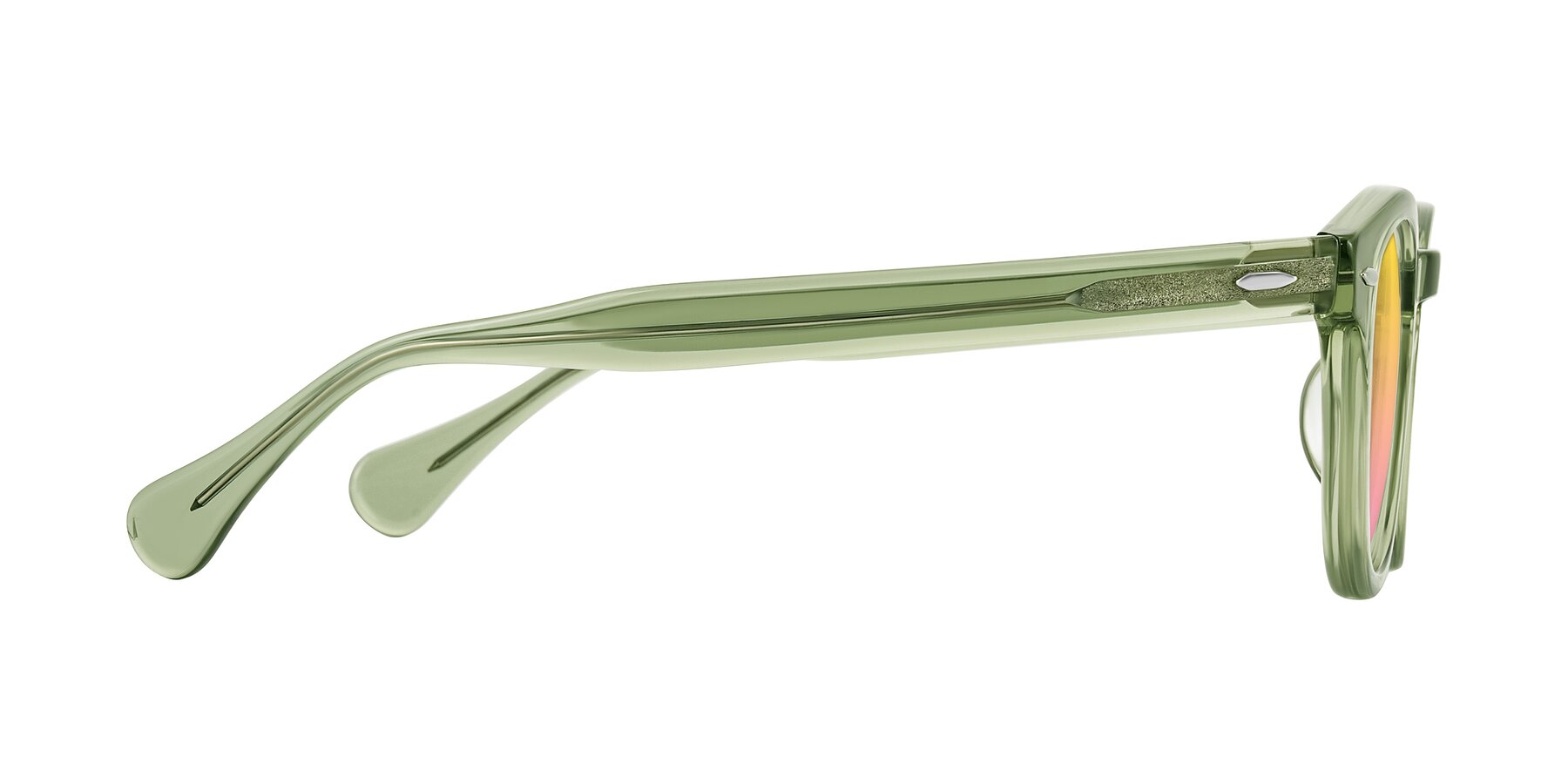 Side of Estean in Transparent Green with Yellow / Pink Gradient Lenses