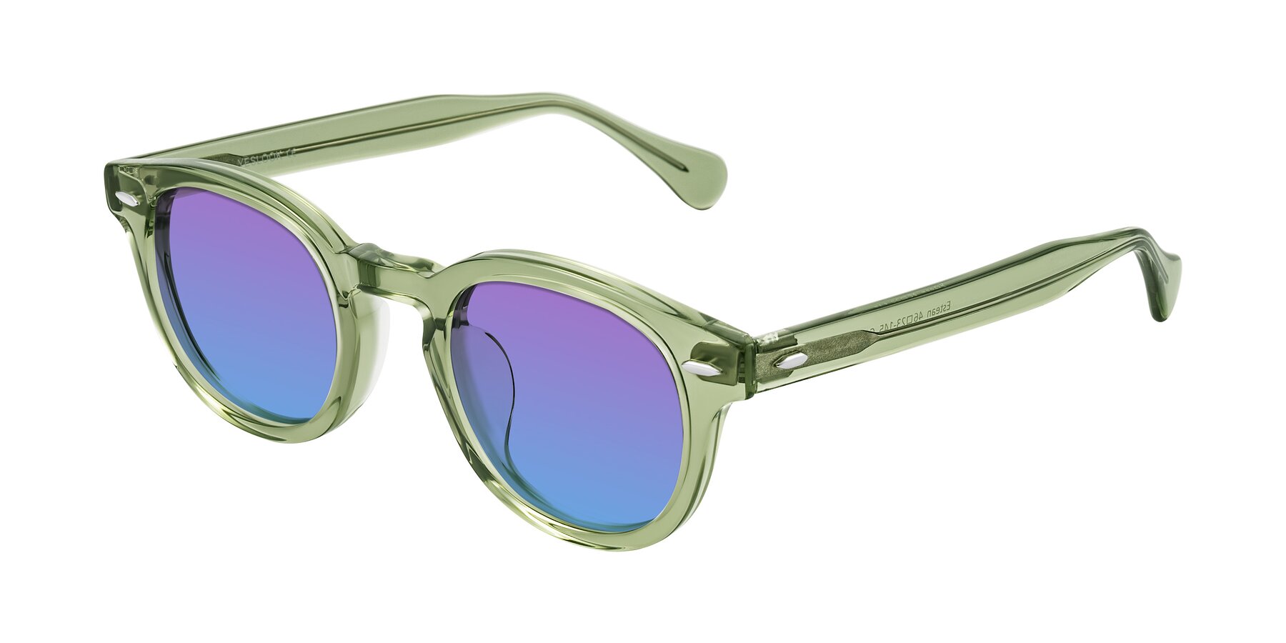 Angle of Estean in Transparent Green with Purple / Blue Gradient Lenses