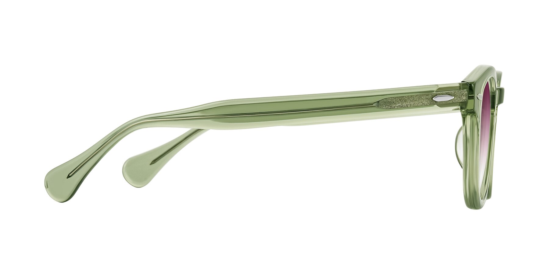 Side of Estean in Transparent Green with Wine Gradient Lenses