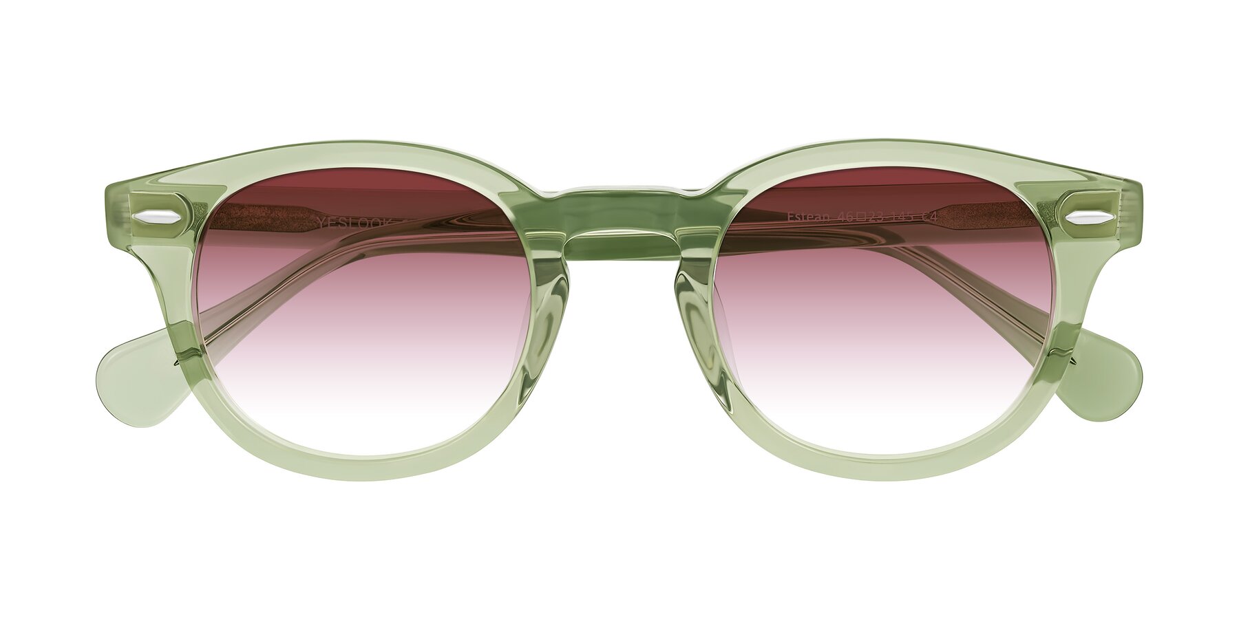 Folded Front of Estean in Transparent Green with Garnet Gradient Lenses