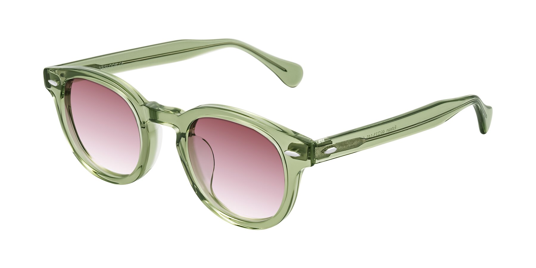 Angle of Estean in Transparent Green with Garnet Gradient Lenses
