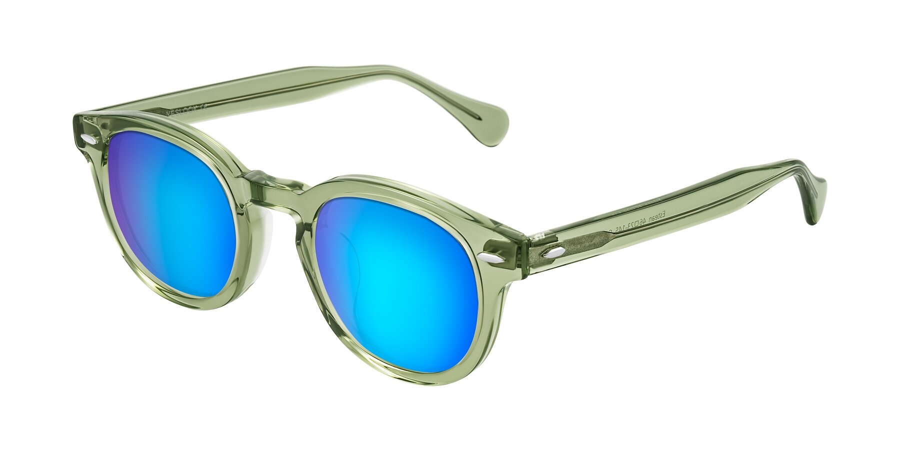 Angle of Estean in Transparent Green with Blue Mirrored Lenses
