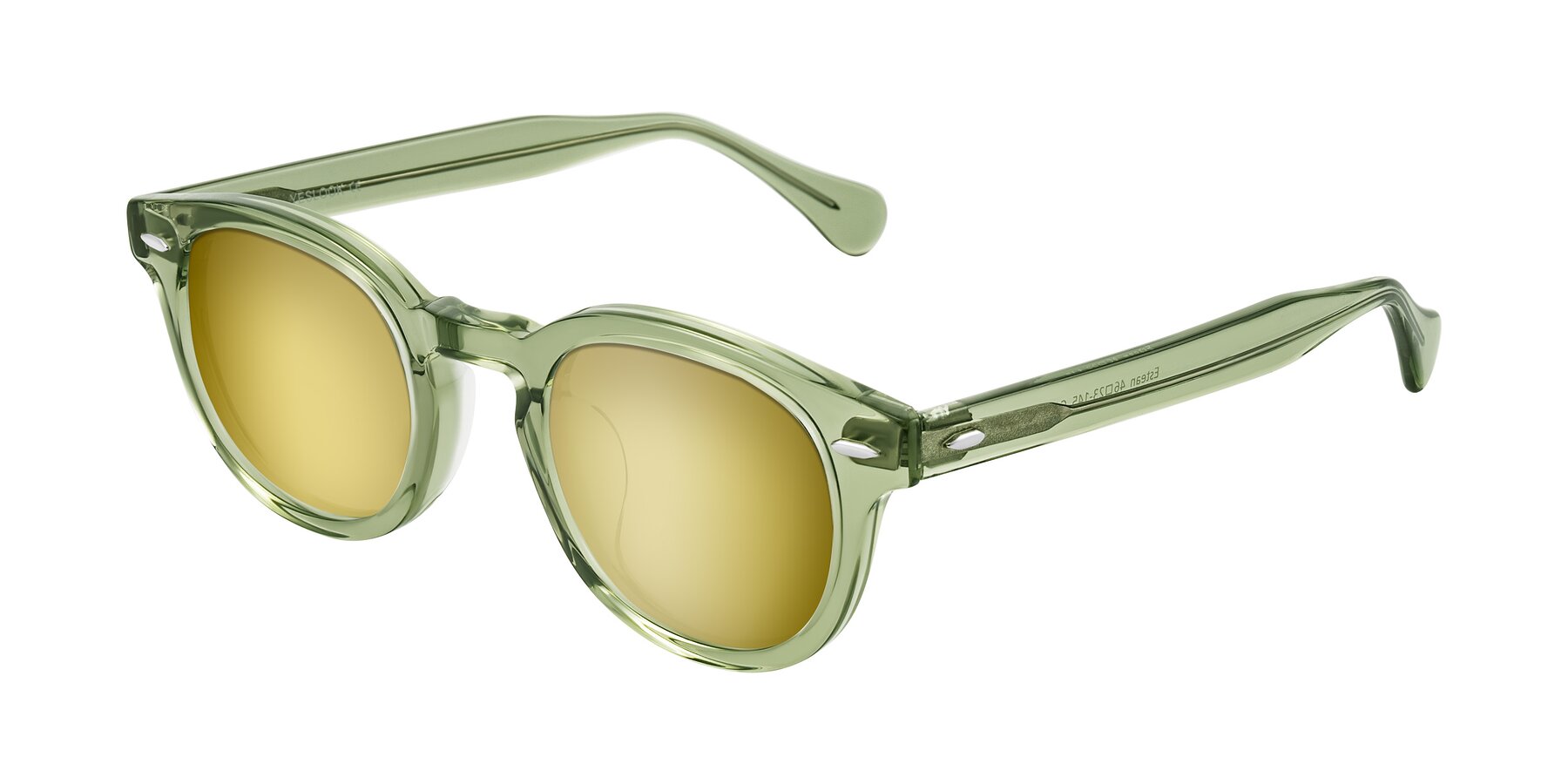 Angle of Estean in Transparent Green with Gold Mirrored Lenses