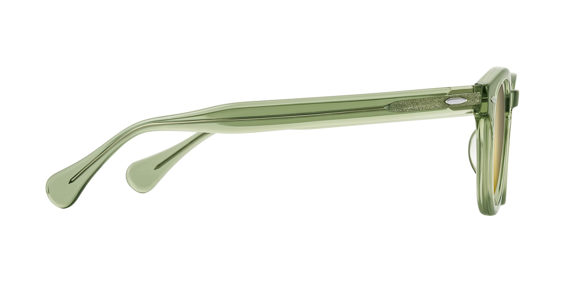 Side of Estean in Transparent Green with Gold Mirrored Lenses