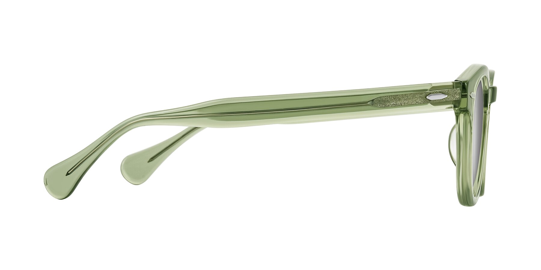 Side of Estean in Transparent Green with Silver Mirrored Lenses