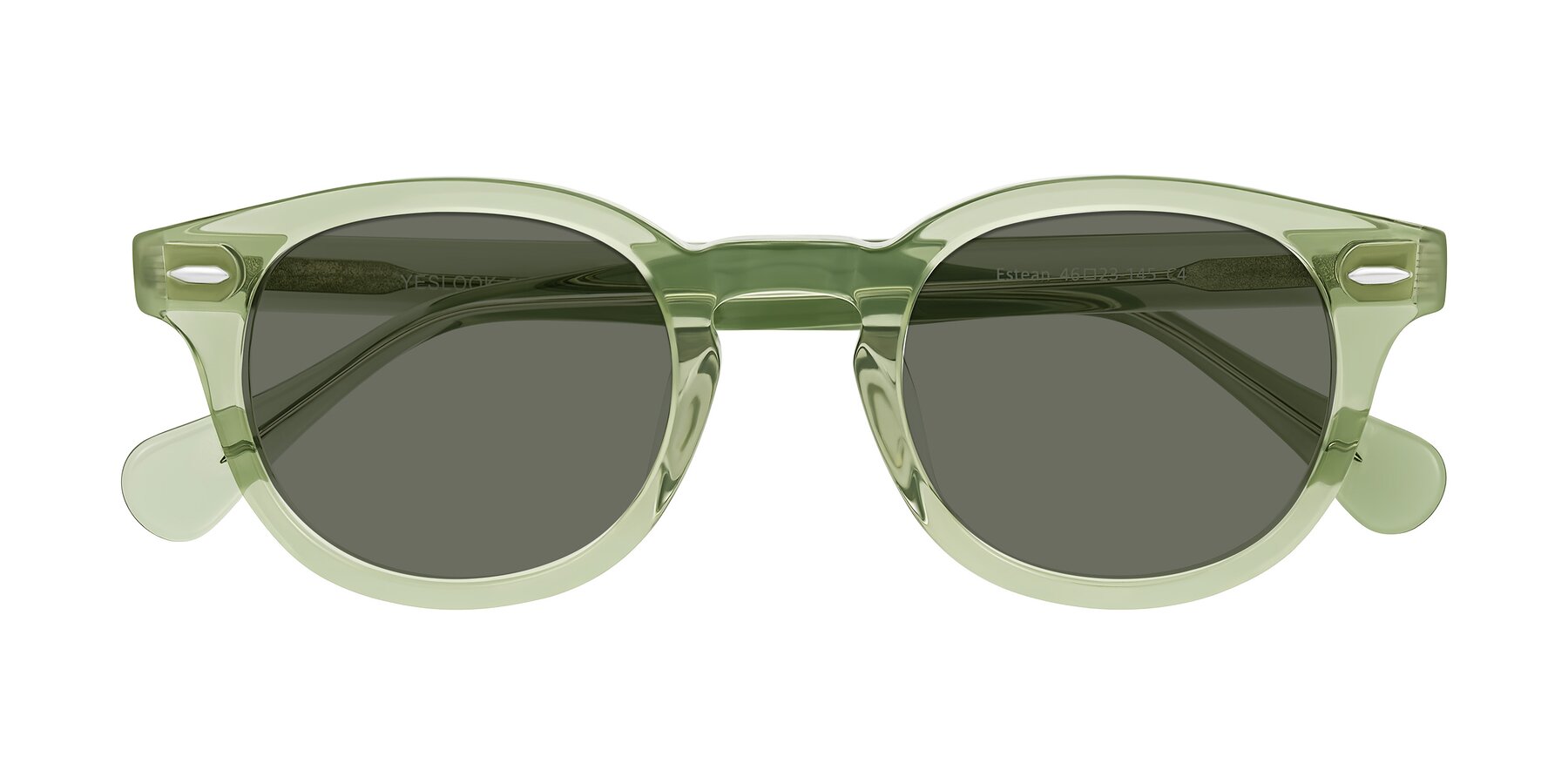 Folded Front of Estean in Transparent Green with Gray Polarized Lenses