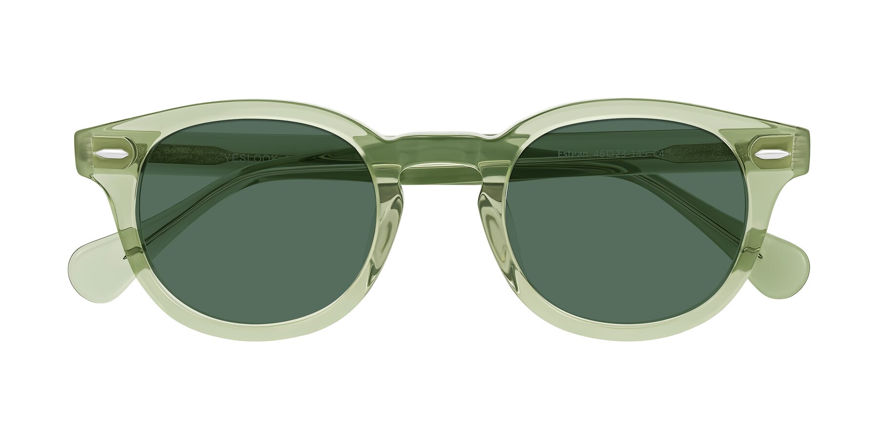 Folded Front of Estean in Transparent Green with Green Polarized Lenses