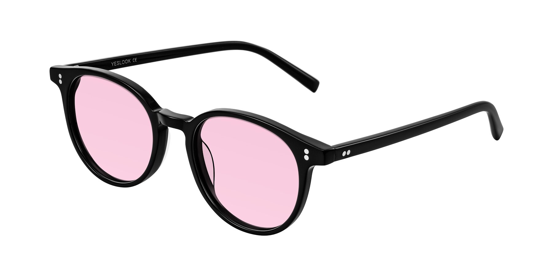 Angle of Haharou in Black with Light Pink Tinted Lenses