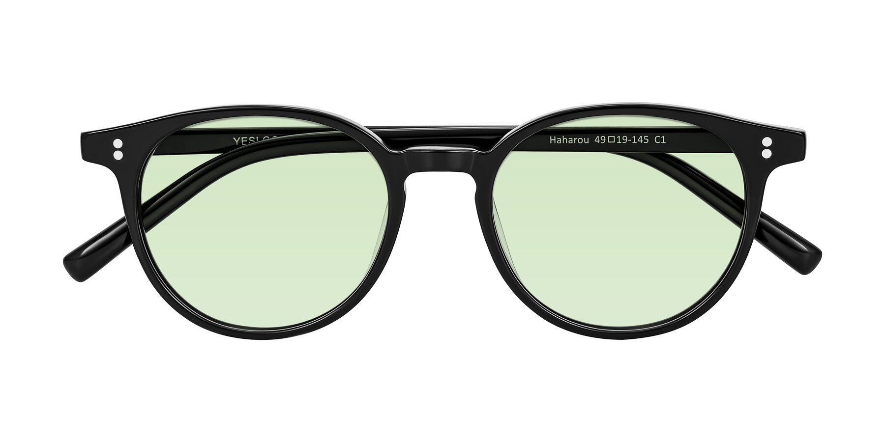 Folded Front of Haharou in Black with Light Green Tinted Lenses
