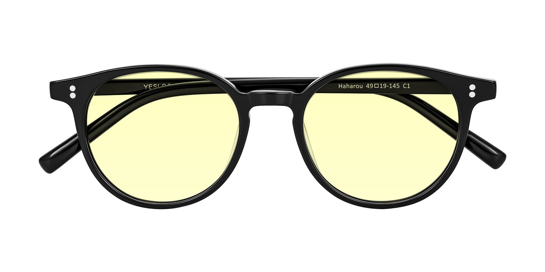 Folded Front of Haharou in Black with Light Yellow Tinted Lenses
