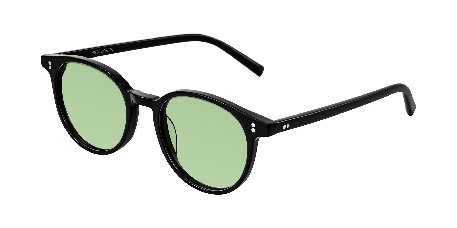 Angle of Haharou in Black with Medium Green Tinted Lenses