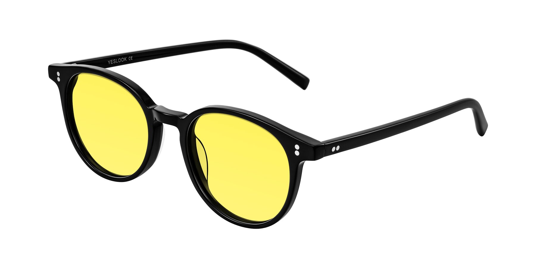 Angle of Haharou in Black with Medium Yellow Tinted Lenses