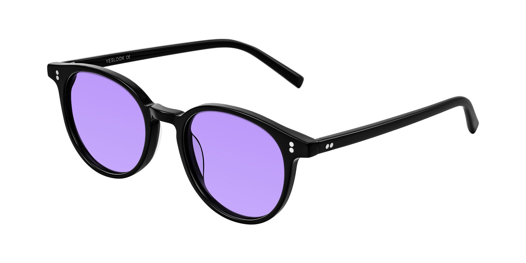 Angle of Haharou in Black with Medium Purple Tinted Lenses