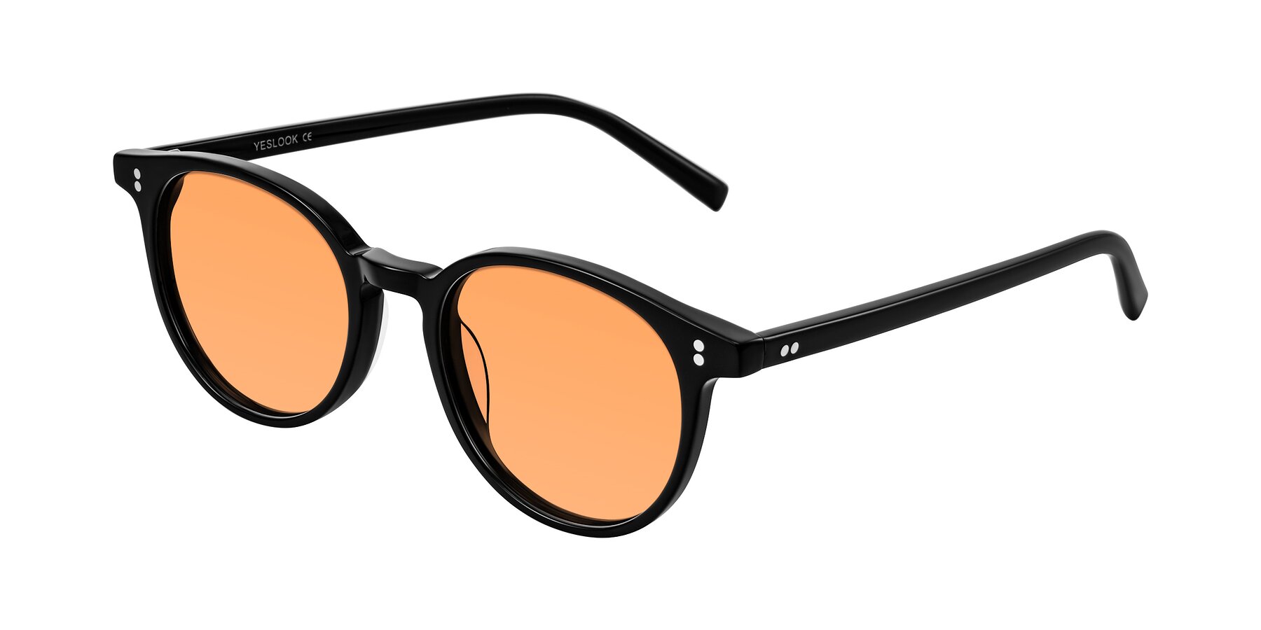 Angle of Haharou in Black with Medium Orange Tinted Lenses