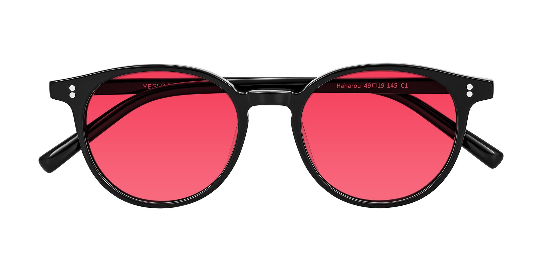 Folded Front of Haharou in Black with Red Tinted Lenses