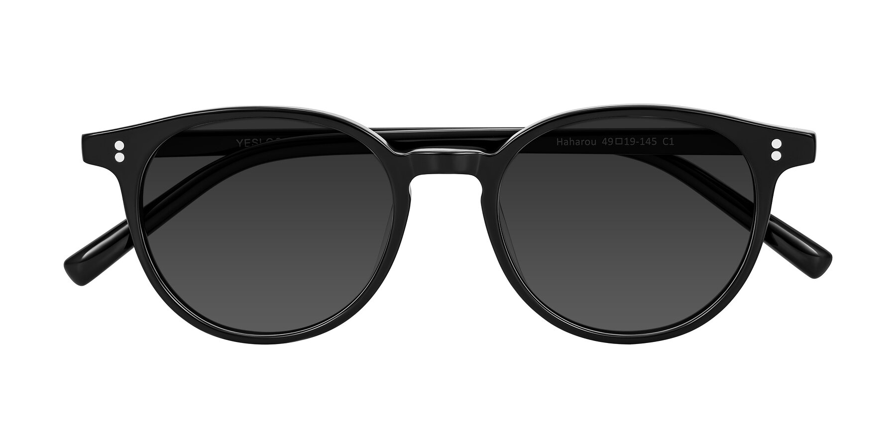 Folded Front of Haharou in Black with Gray Tinted Lenses