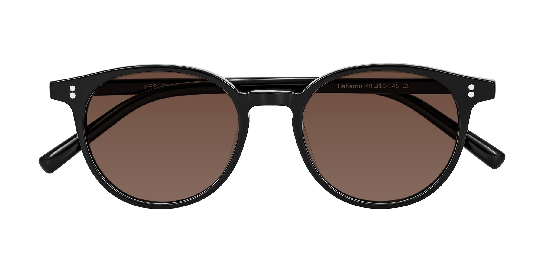 Folded Front of Haharou in Black with Brown Tinted Lenses