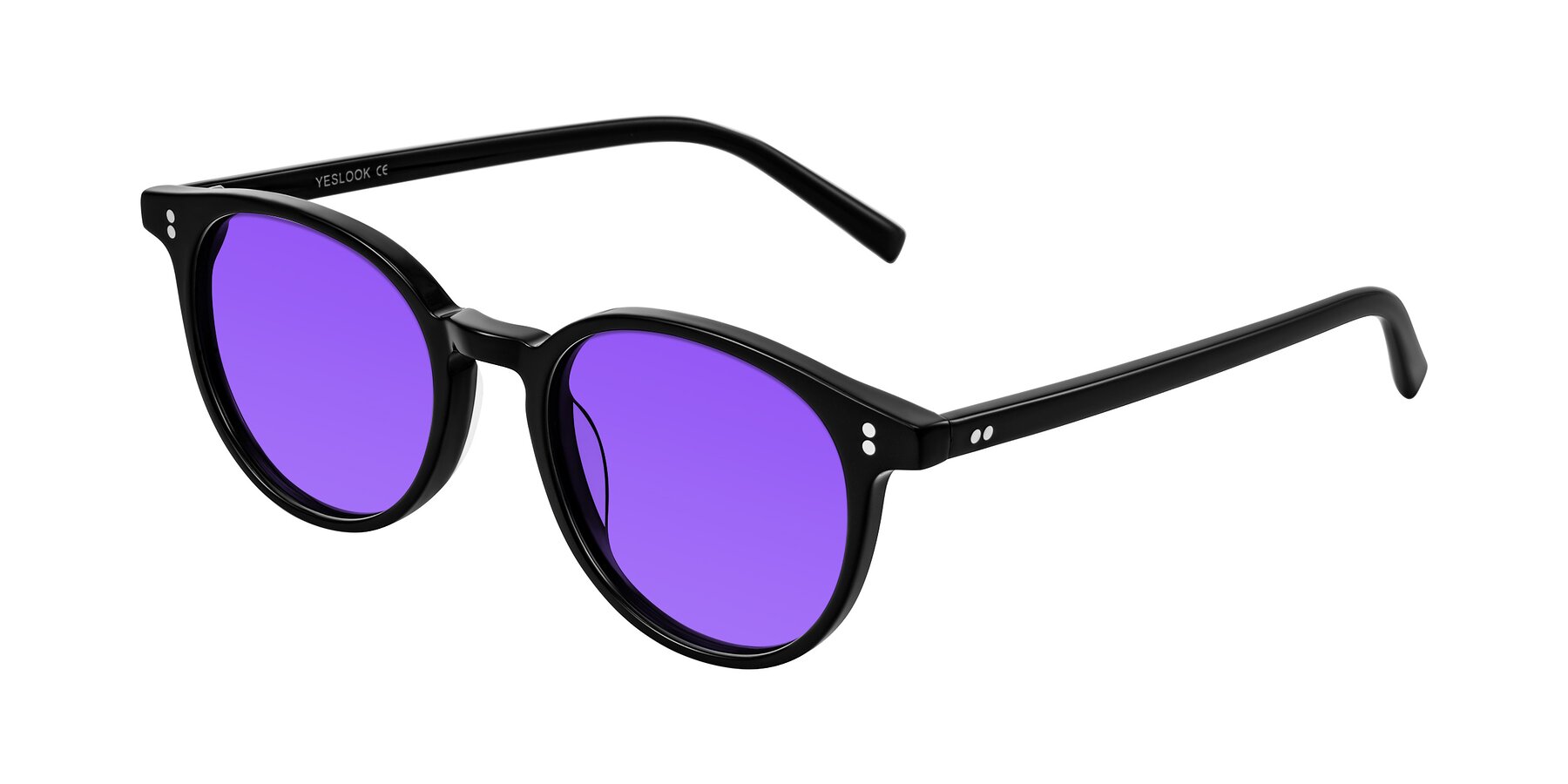 Angle of Haharou in Black with Purple Tinted Lenses