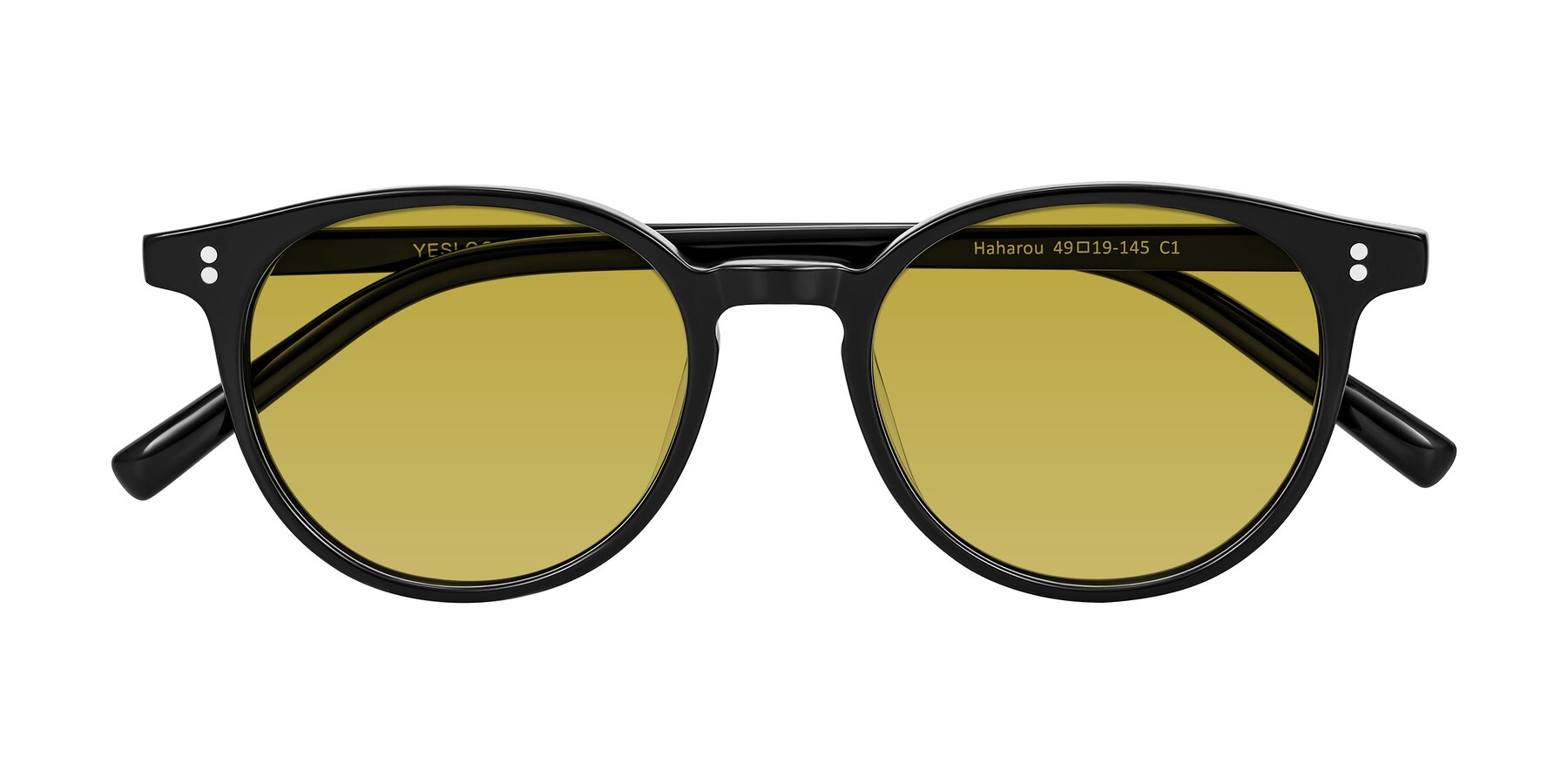 Folded Front of Haharou in Black with Champagne Tinted Lenses