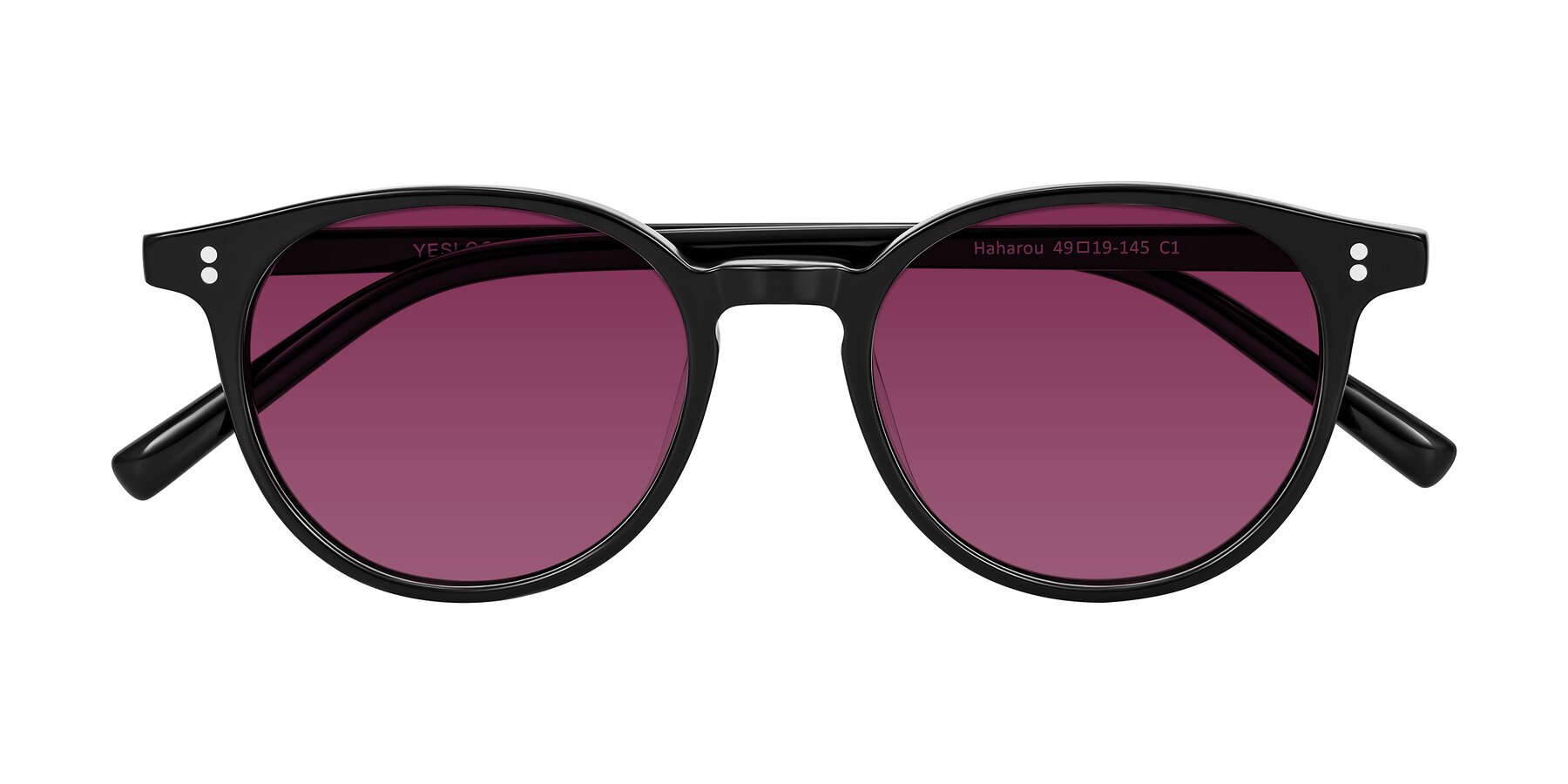 Folded Front of Haharou in Black with Wine Tinted Lenses