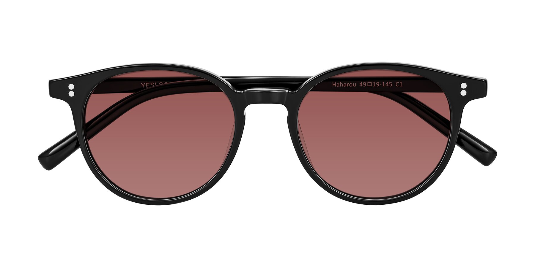 Folded Front of Haharou in Black with Garnet Tinted Lenses