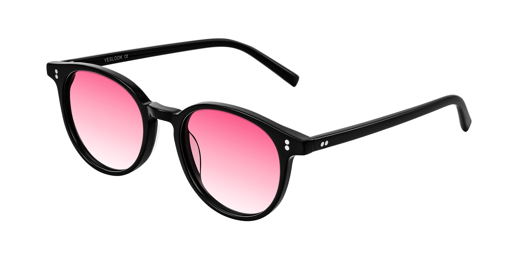 Angle of Haharou in Black with Pink Gradient Lenses