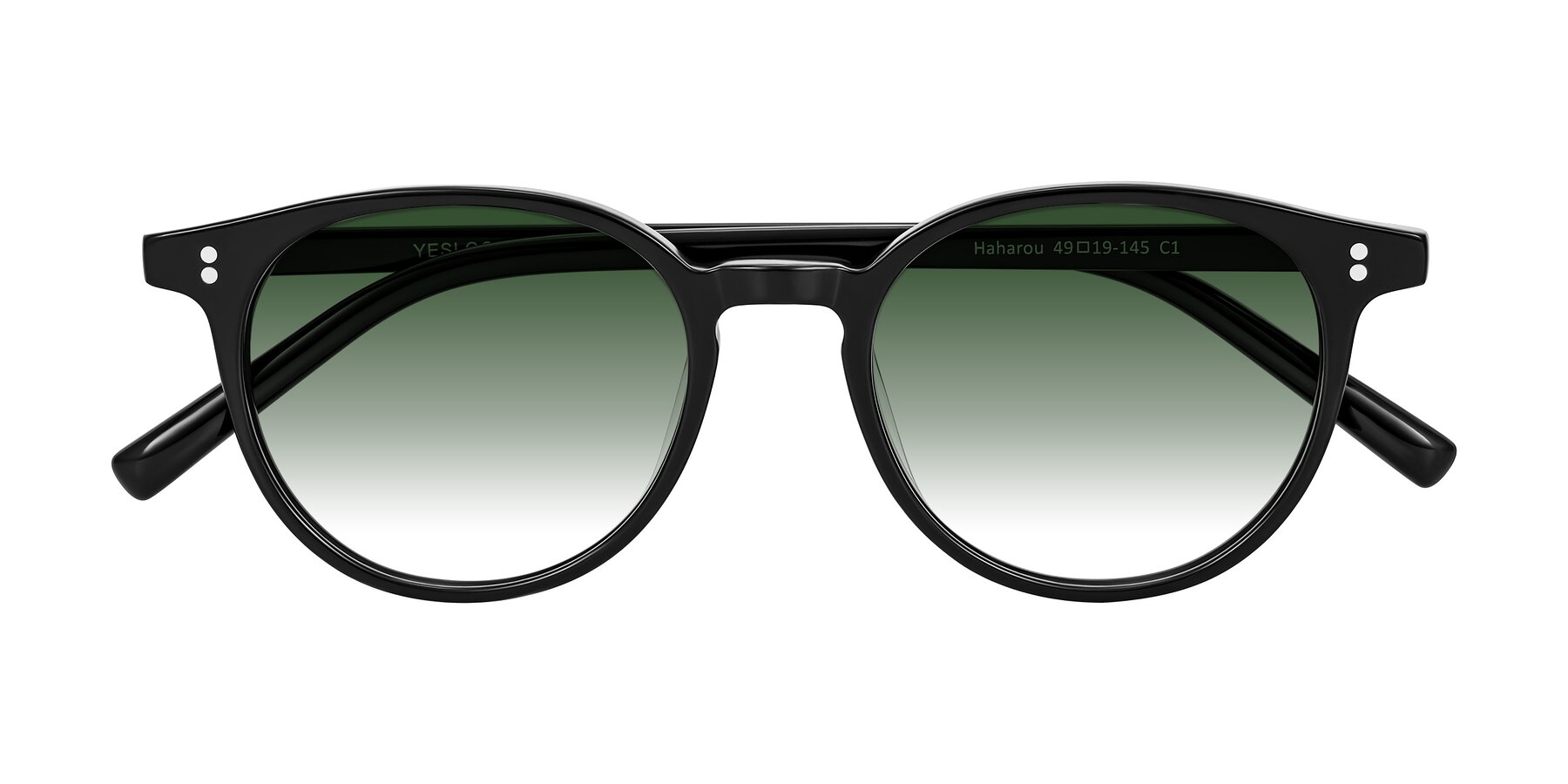 Folded Front of Haharou in Black with Green Gradient Lenses