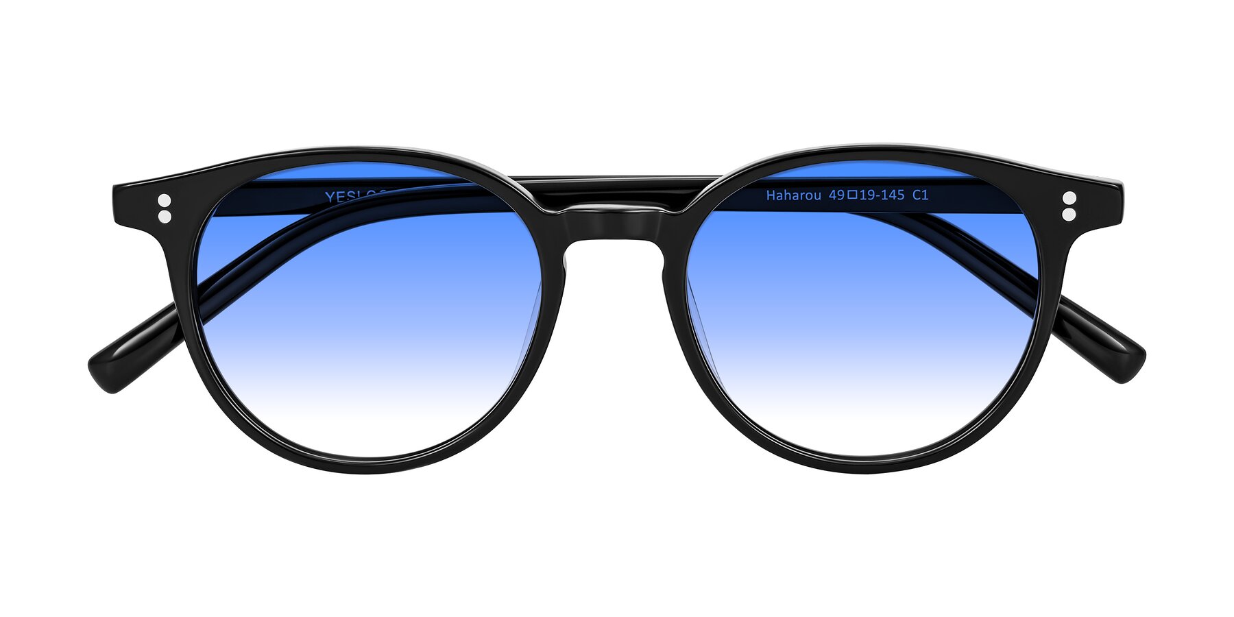 Folded Front of Haharou in Black with Blue Gradient Lenses