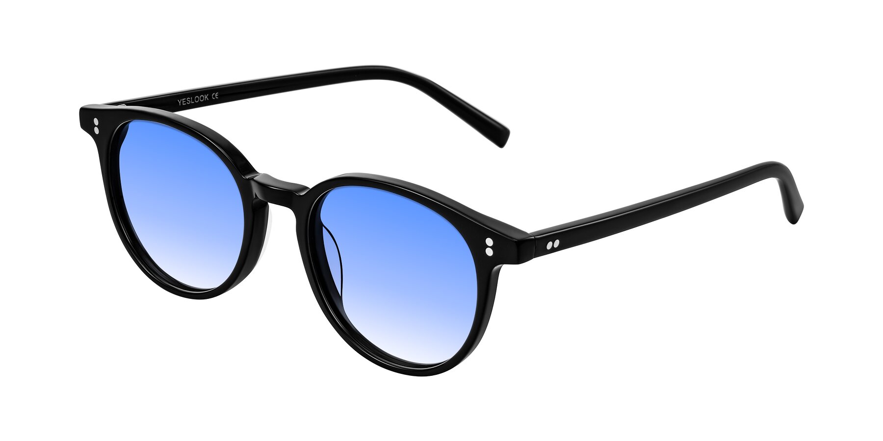 Angle of Haharou in Black with Blue Gradient Lenses