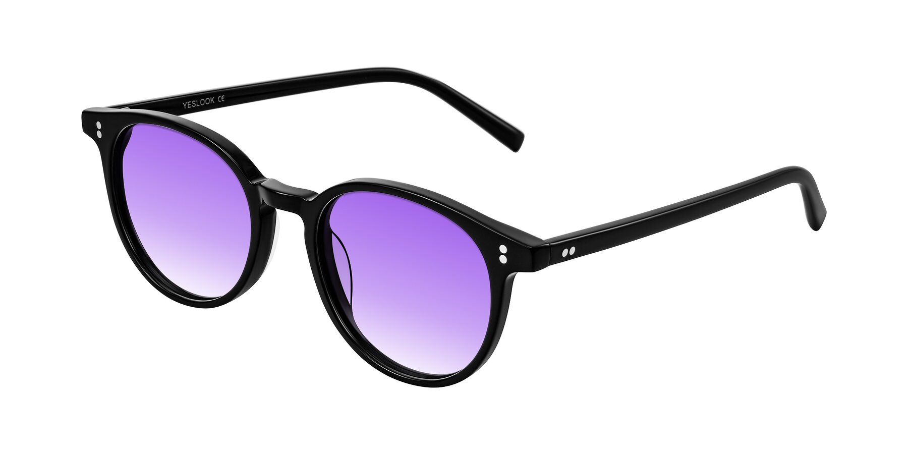 Angle of Haharou in Black with Purple Gradient Lenses
