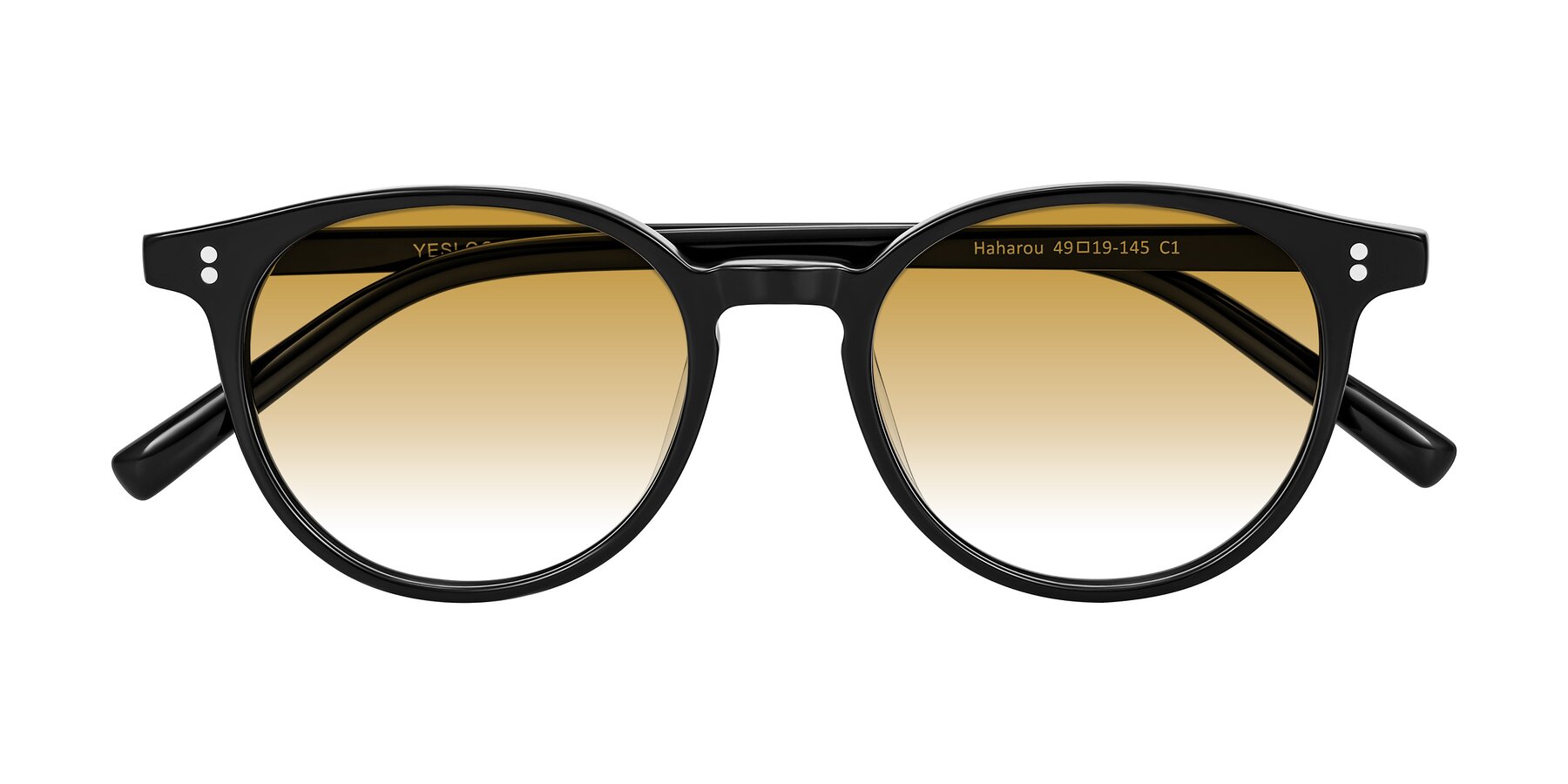 Folded Front of Haharou in Black with Champagne Gradient Lenses