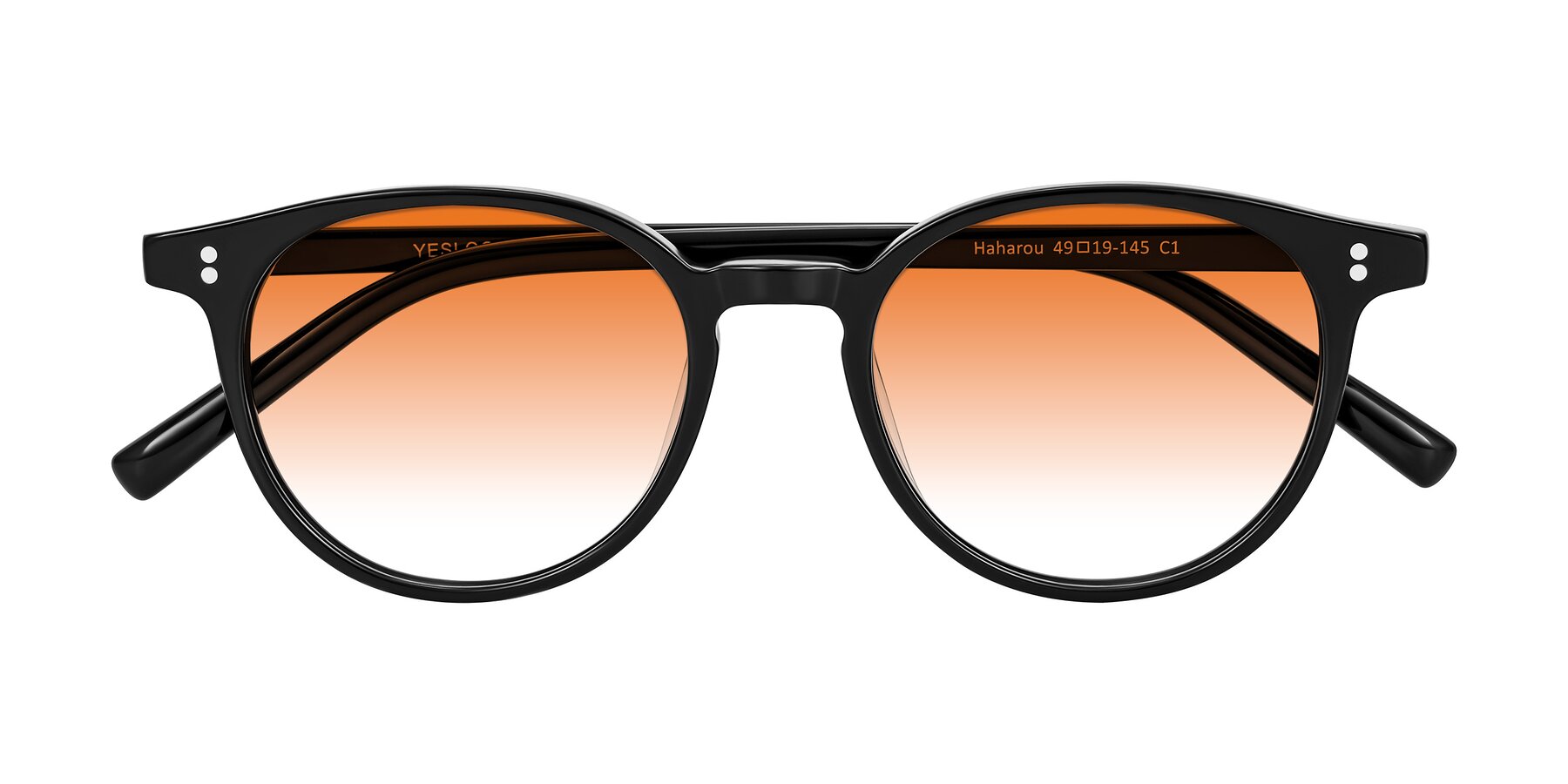 Folded Front of Haharou in Black with Orange Gradient Lenses